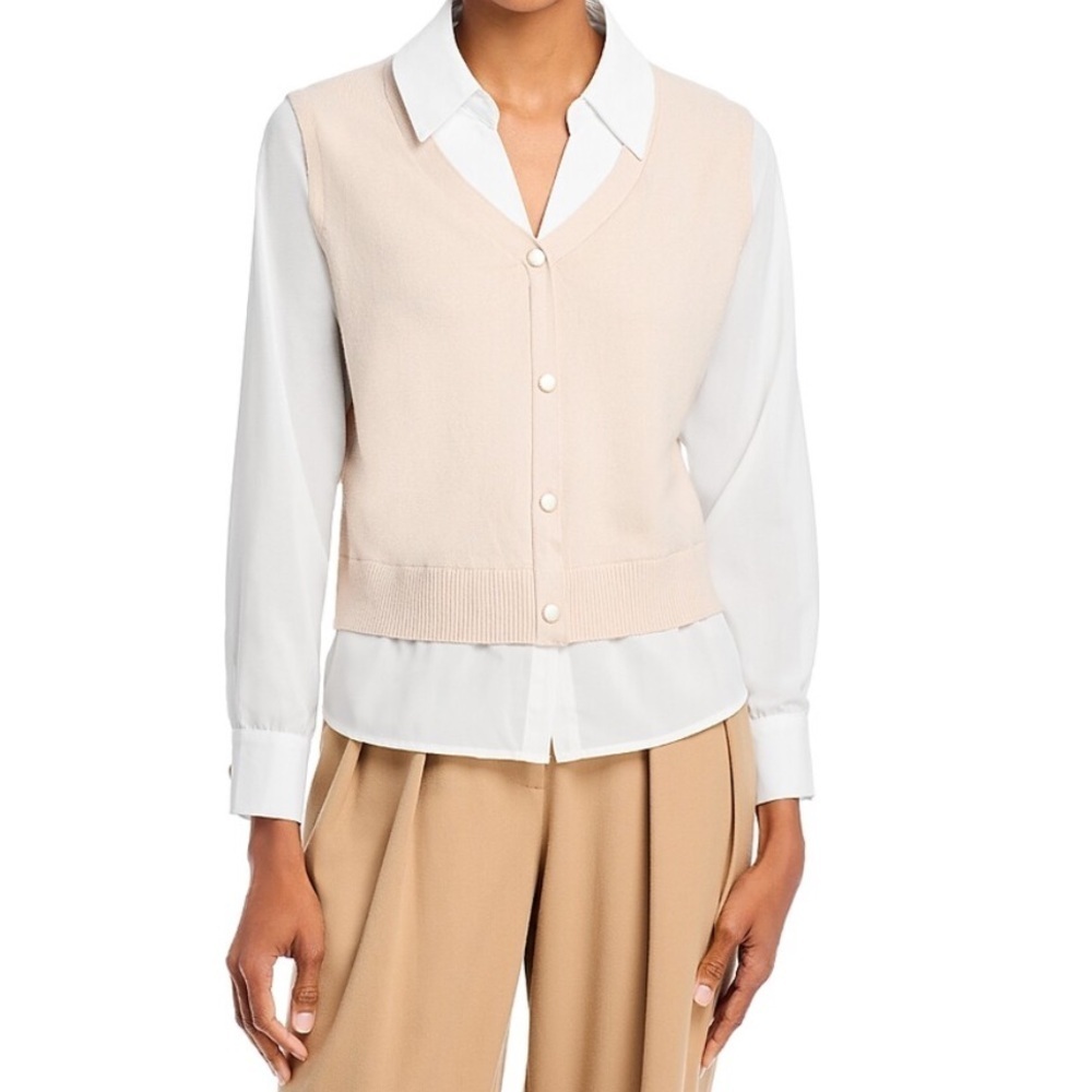 Sioni Mixed Media Long Sleeve Top